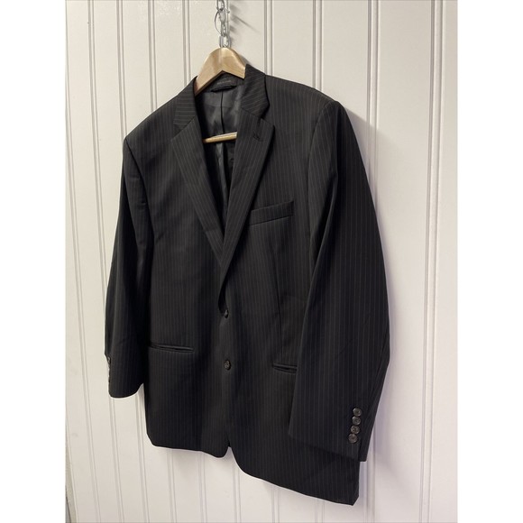 Lauren Ralph Lauren Single Breasted Jacket Mens 46R  Black Pinstripe Wool Blazer - Picture 4 of 14